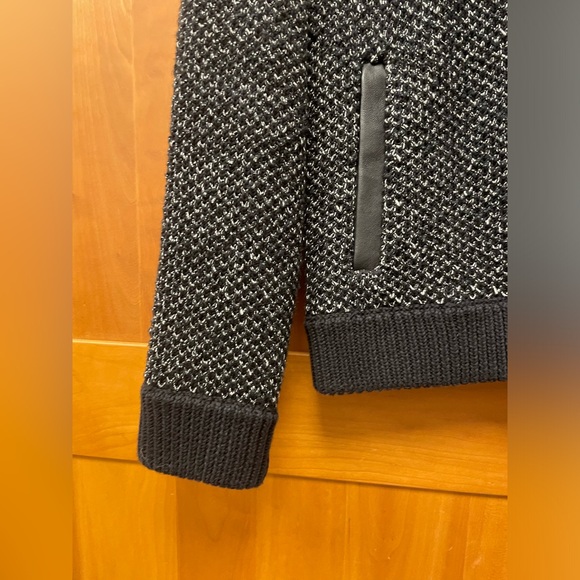 Rag and Bone ladies button down sweater jacket leather trim LIKE NEW! Size M - Picture 11 of 11